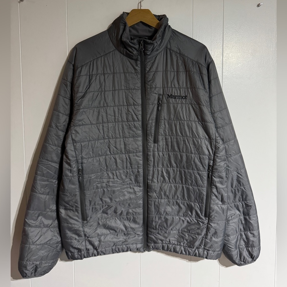 Marmot Insulated Puffer Primaloft Lightweight Jacket Men’s Large Grey Full Zip